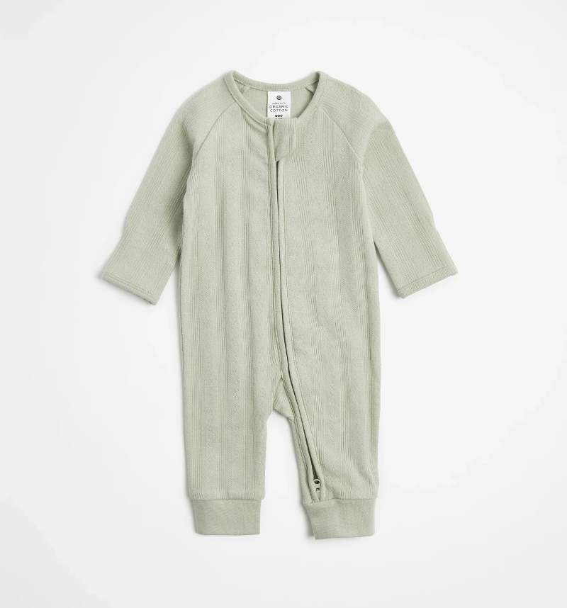 Baby Organic Cotton Pointelle Zip Coverall - Target